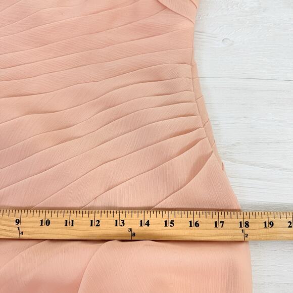 Angelina Faccenda Bridesmaids Gown Size 8 Blush Pink One Shoulder Chiffon Prom - Picture 14 of 16